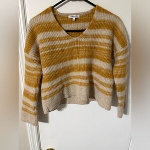 Madewell Heather Beige Space-Dyed Staley V-Neck Pullover Sweater Small